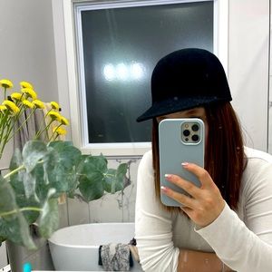 Woolen Helmet Hat in Black